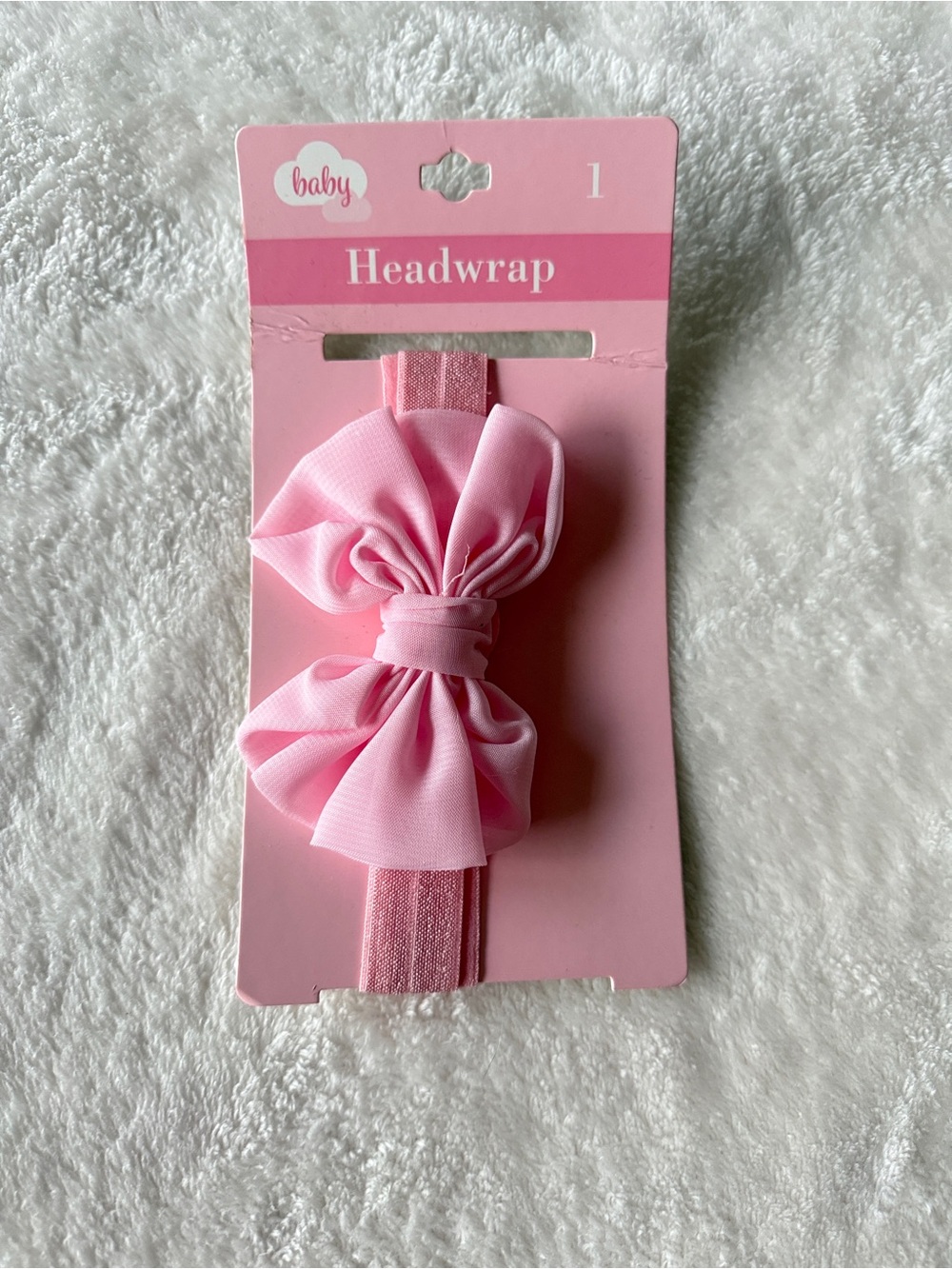 Light pink baby bow headwrap stretchy band